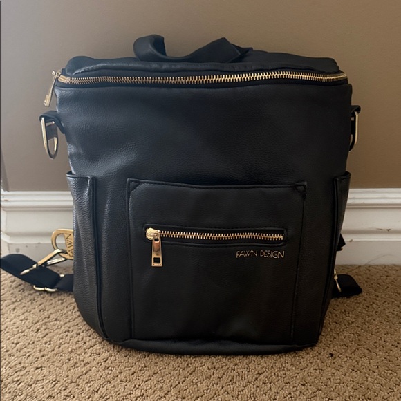 Fawn Design Handbags - Fawn Design Black Backpack with Gold Accents